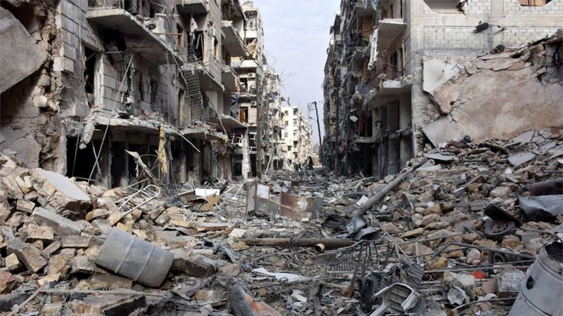 destrucción casusado por Occidente en Siria