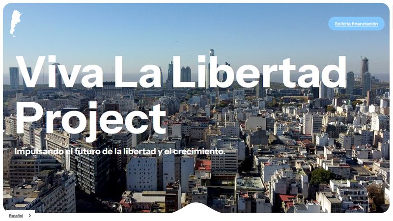 "Viva la libertad project": portada del sitio de la estafa