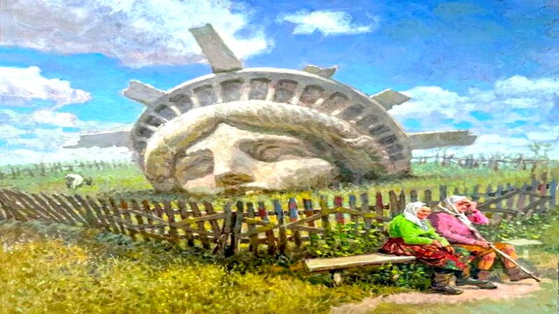 cabeza rota de la estatua de la libertad